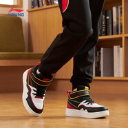 李寧童鞋兒童運動(dòng)鞋男女大童24年新款防滑耐磨板鞋云科技減震回彈魔術(shù) 黑色/標準白/公牛紅-13 38碼