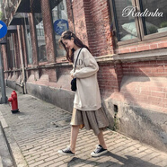 Radinka2024秋冬新款設計感衛(wèi)衣連衣裙小眾假兩件衛(wèi)衣裙女學生韓版裙子 衛(wèi)衣連衣裙 加絨 L
