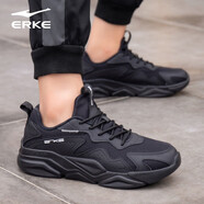 鴻星爾克（ERKE）男鞋秋季款運(yùn)動(dòng)鞋男輕便男士網(wǎng)面透氣跑步鞋舒適旅游休閑鞋男 正黑/正白 43