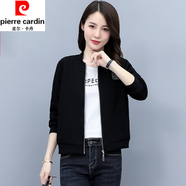 皮爾卡丹（pierre cardin）黑色時(shí)尚短外套女春秋季新款韓版休閑百搭棒球服時(shí)尚百搭上衣顯瘦 黑色 L (106-116斤)