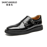 報喜鳥（SAINT ANGELO）2024新款秋季男士商務皮鞋 牛皮亮皮英倫風孟克鞋 黑色 KTLP231140 40