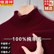恒源祥男士羊毛絨衫羊毛秋冬季高翻領(lǐng)加厚毛衣針織打底套頭羊毛絨衫 酒紅高領(lǐng) 舒適保暖 L 170建議120-135斤
