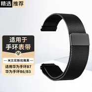 邁樂豐適用華為B7丨B6丨B3手環(huán)表帶竹節(jié)鋼金屬鋼帶商務(wù)時(shí)尚手環(huán)替換帶定制款配件 B7/B6米蘭尼斯優(yōu)雅黑表帶