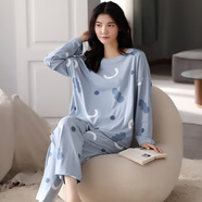 甜桔子春秋季睡衣女純棉長袖家居服女士秋冬學(xué)生睡衣全棉長褲套裝可外穿 MJF218631【100%純棉】 XL /身高168-172 體重120-140