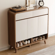 樸素物語(yǔ)大容量實(shí)木腿鞋柜門(mén)口家用入戶(hù)門(mén)樓道玄關(guān)柜一體收納儲物新款鞋架 【15mm加厚板材】100*32*112雙拼