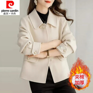 皮爾卡丹（pierre cardin）23年新款小香風(fēng)秋冬新款毛呢外套女短款時(shí)尚高端寬松小個(gè)子呢子上 杏色（夾棉） XL (110-119斤)