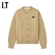 PLAY COMME DES GARCONS CDG IT 川久保玲情侶款合身羊毛針織開(kāi)衫 BGX/棕色 XS