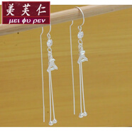 美芙仁 999銀長款水滴流蘇耳線女韓版銀珠子耳墜球球耳鏈圓臉顯瘦耳環(huán)新 金字塔銀耳線