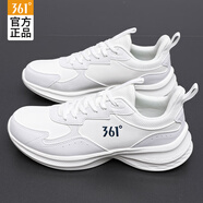 361°男鞋運(yùn)動(dòng)鞋男跑步鞋秋季新款皮面小白鞋耐磨戶外鞋子男 羽毛白/薄霧灰-1 44