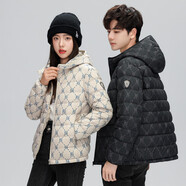 鴨鴨【情侶款】冬季花型時(shí)尚經(jīng)典防風(fēng)保暖都市戶(hù)外輕薄短款羽絨服男