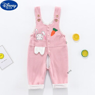 迪士尼（Disney）寶寶春秋背帶褲 雙層含棉開(kāi)檔嬰幼兒連體褲子單件長(cháng)褲01-2歲6個(gè)月 雙層小兔子粉 73 cm