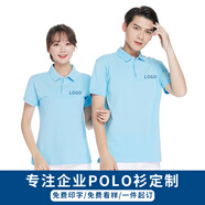 蠻威純棉工衣Polo文化衫定制工作服t恤刺繡logo工裝定做班服團體服裝 湖藍 XL
