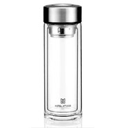 凱霖清澈雙層玻璃杯男士商務(wù)泡茶杯便攜水杯加厚耐熱透明高檔辦公杯 清澈雙層直身杯300ml