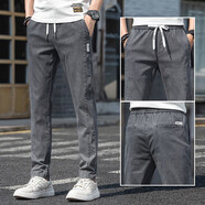 東方駱駝（EASTERN CAMEL）牛仔褲男絲商務(wù)牛仔褲子男秋冬季薄款修身直筒潮冰絲休閑長(cháng)褲男 1080深灰 32