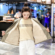 頌簡(jiǎn)依（SONGJIANGYI）短外套女2025春秋季新款韓版寬松短款風(fēng)衣小個(gè)子休閑百搭連帽外套 軍綠色【加絨】 2XL