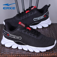 鴻星爾克（ERKE）跑步鞋男鞋透氣網(wǎng)面潮流戶(hù)外健身旅游鞋學(xué)生軟底慢跑鞋男 正黑/大紅 39