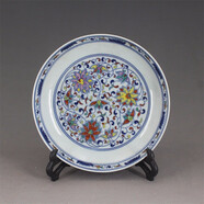 景德鎮(zhèn)大清雍正年制五彩龍紋盤(pán)斗彩龍鳳呈祥紋盤(pán) 古董古玩 手繪仿古瓷器 仿古彩色裝飾擺件