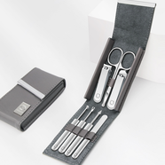 七素（Seesoo）【德國工藝】指甲刀套裝 指甲剪 斜口指甲鉗銼耳勺鼻毛剪修甲工具 指甲刀套裝7件套