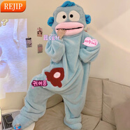 REJIP漢頓丑魚可愛搞怪連體情侶睡衣女秋冬季加厚珊瑚絨連帽男士家居服 小丑魚連體衣 M152-160CM