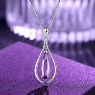 GEVILANG繁華同款女款銀項鏈S925銀吊墜頸鏈紫色水晶情人節禮物送女友老婆
