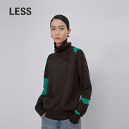 LESS冬季綿羊毛針織衫女幾何撞色高領(lǐng)套頭長袖毛衫2NA313140 201/暗咖 L