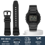 老皮匠 適配卡西歐W218H/AE-1200/SGW-300/400/MRW-200樹脂硅膠表帶 黑色-黑色扣 18mm