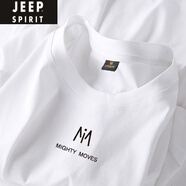 JEEP SPIRIT絲光棉男士短袖t恤夏季冰絲薄款韓版修身體恤男時(shí)尚高檔半袖男裝T 白色 A38%23 2XL 145-165斤