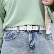 艾羅帝朗 韓版裝飾皮帶女士潮流全孔簡(jiǎn)約百搭時(shí)尚裙子學(xué)生褲腰帶女少女風(fēng)軍訓 白全孔愛(ài)心
