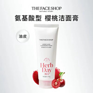 菲詩小鋪（The Face Shop）TFS每日草本綠豆水蜜桃氨基酸泡沫潔面男女洗面奶控油 170ml 櫻桃/凈撤保濕