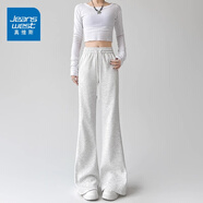 真維斯（Jeanswest）美式微喇叭運(yùn)動(dòng)衛(wèi)褲女春秋季新款小個(gè)子高腰休閑拖地褲子女 花灰色長(zhǎng)褲 S