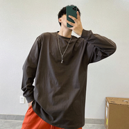 遙渠   長袖T恤男秋季薄款上衣寬松秋衣體恤男士百搭長袖衣服內(nèi)搭穿 純棉T恤 深灰色 M
