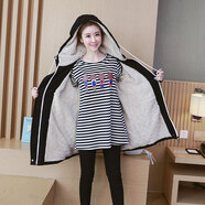 品匯菲 大碼女裝棉服秋冬季加肥微胖mm加絨加厚顯瘦遮肚子保暖棉衣外套 黑色9390 2XL 建儀150-175斤