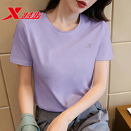 特步（XTEP）女裝短袖T恤衫秋季潮流透氣薄健身運動瑜伽衣服女跑步寬松大碼 薰黛紫-0266-速干 L