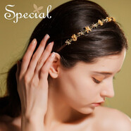 special歐美復古手工防滑發(fā)箍彈力式發(fā)飾發(fā)卡頭飾女頭箍 金色 復古造型L號