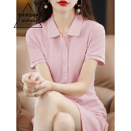SHIROMA女裝休閑連衣裙夏季新款純色女POLO A字運(yùn)動款T恤裙 淺粉色 S