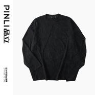 品立（PINLI）T恤男長袖秋季新款男裝潮牌提花寬松男士休閑上衣 黑色 M 170