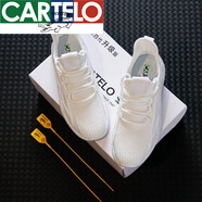 卡帝樂(lè )鱷魚(yú)（CARTELO）四季款防水防污時(shí)尚休閑情侶飛織鞋防水鞋男 男款白色 41
