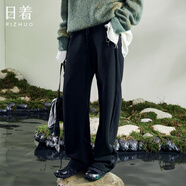 日著設(shè)計(jì)師女裝2025秋季新款運(yùn)動(dòng)休閑寬松顯瘦高級(jí)窄版直筒長(zhǎng)褲子 客黑加厚款 S