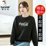 啄木鳥(niǎo)品牌好棉衛(wèi)衣女中長(zhǎng)款秋冬2025年秋季上衣春秋中年女裝打底衫秋裝 黑色 L 適合80-100斤
