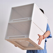 甘香屋 可疊加塑料抽屜式整理箱收納箱盒儲物透明衣柜收納箱收納柜藥箱 加大號象牙白【45*38*21cm】