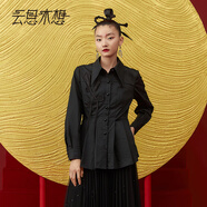 云思木想云思木想摩登中國風(fēng)2023早春新款休閑襯衣原創(chuàng)收腰白襯衫女10218 黑色預(yù)售至1-5 S