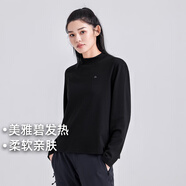 拓路者（Pioneer Camp）長袖t恤女秋冬中高領內搭純色圓領美雅碧打底衫秋衣 浩瀚黑 M