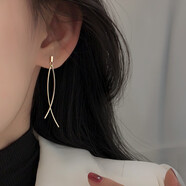 QUAMER金店款925銀針長(cháng)款線(xiàn)條耳線(xiàn)2024新款耳環(huán)氣質(zhì)港風(fēng)顯臉瘦耳 (925銀針)交叉線(xiàn)條耳環(huán)一對