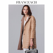 法涵意弛冬新款黑色兩面穿拼接加棉毛呢外套加厚呢子大衣女中長(cháng)款 駝色 XS