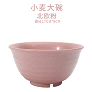 巧居巧具小麥秸稈飯碗家用學(xué)生食堂打飯宿舍防摔塑料大號(hào)吃飯面湯碗特大碗 小麥7寸大碗單個(gè)裝（北歐粉）