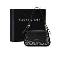 CLEVER & KETCH包包女包2025新款女士單肩斜挎包腋下包輕奢女包生日禮物送女友 黑色
