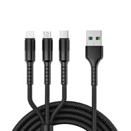 Ez more易魔90W一拖三超快充數據線(xiàn)type-c/蘋(píng)果/小米/華為充電線(xiàn) 1.25米