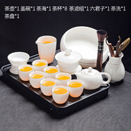 靜瓷齋德化白瓷羊脂玉功夫茶具套裝家用客廳泡茶辦公室會(huì)客簡(jiǎn)約茶杯 36蘇窗+描金西施壺問鼎杯 14頭