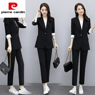 皮爾卡丹（pierre cardin）時尚西裝職業(yè)套裝女裝2025新款早春秋季感小西服休閑減齡時裝時尚 8051黑色 L (建議100-110斤)