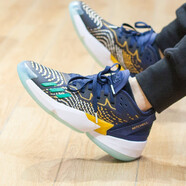 阿迪達斯 （adidas）米切爾1代男鞋新款實戰(zhàn)緩震透氣運動鞋哈登籃球鞋 GY6504墨藍色白黃 42.5